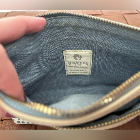 Spartina 449 Daufuskie Island Wristlet Canvas Leather Trim Purse Natural Linen - Picture 5 of 8